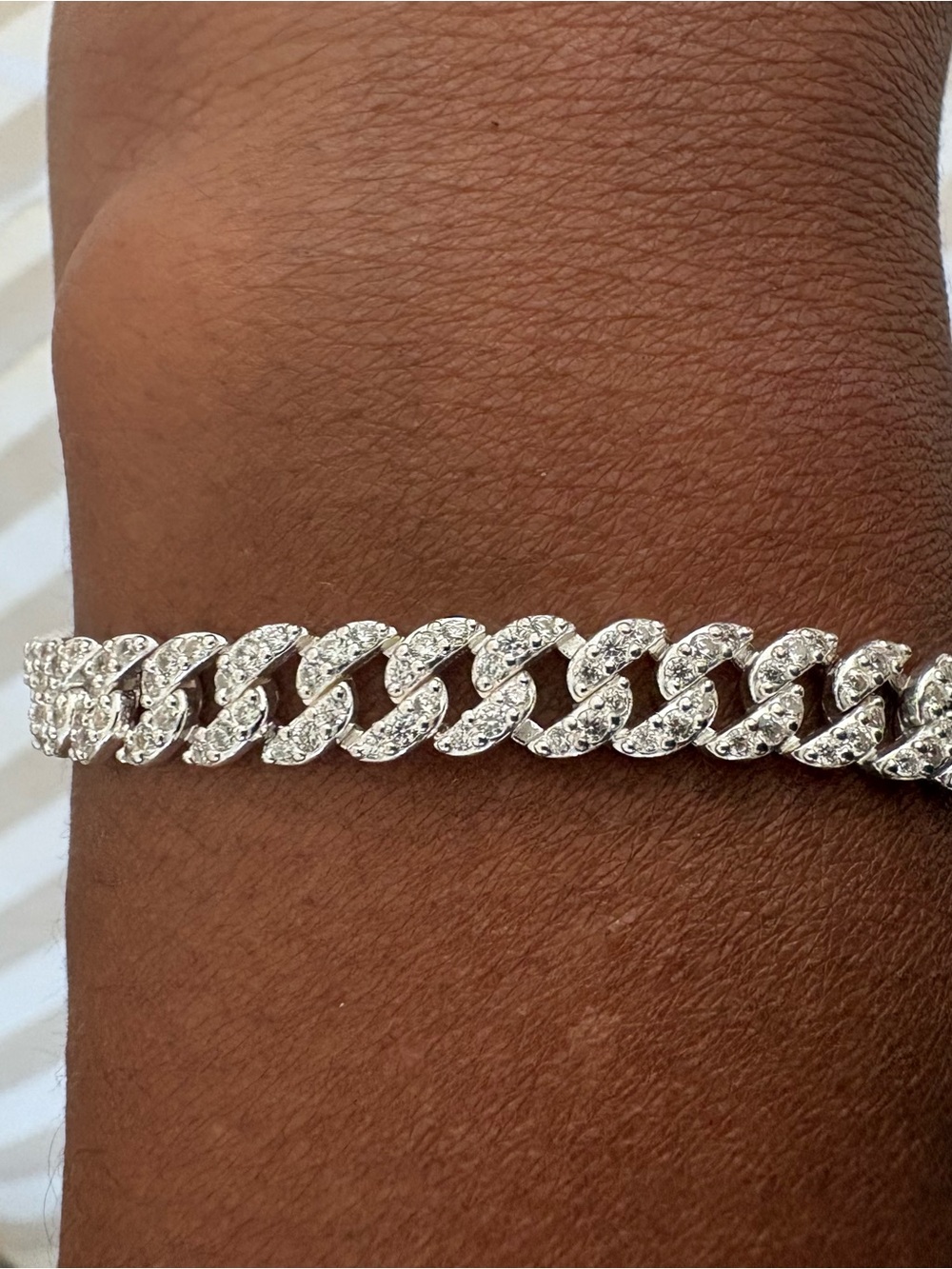 Pandora Silver-Tone Pavé Cuban Link Bracelet